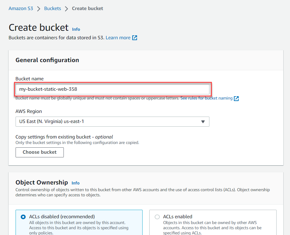 Create S3 Bucket