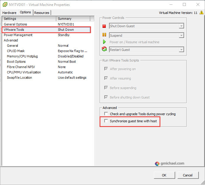 ESXi VMware Tools Time Sync Option