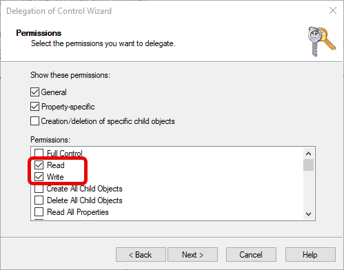 Select Read and Write permissions