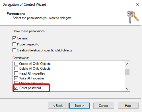 Reset password permission