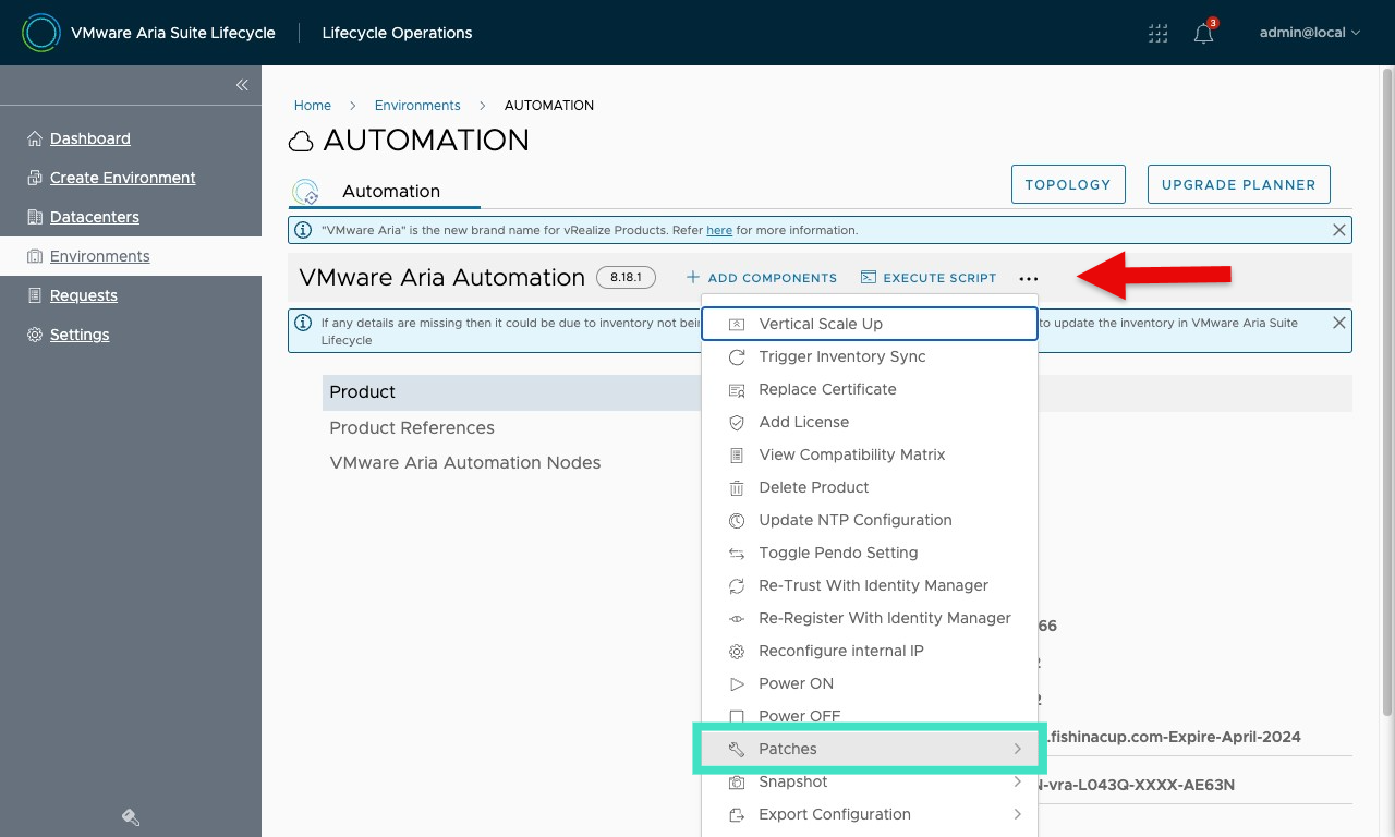 Navigate to Automation available actions