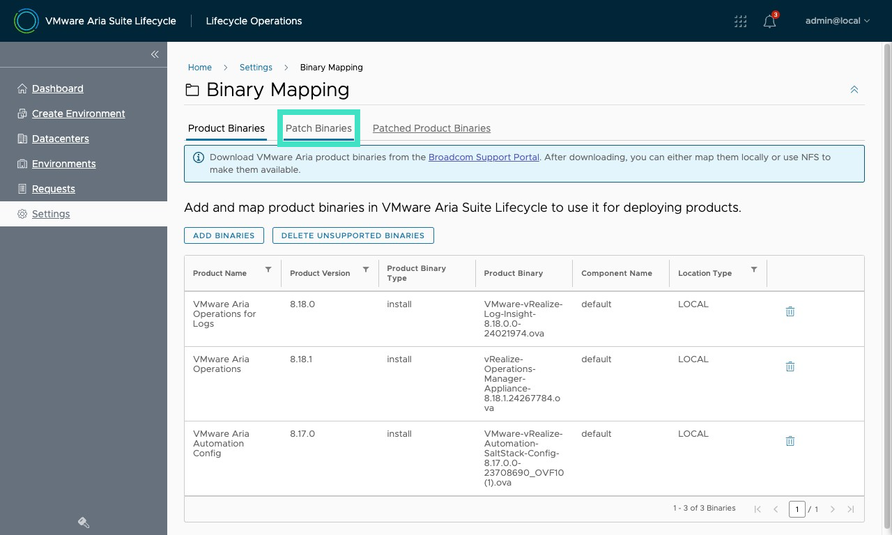 VMware Aria Lifecycle Patch Binaries